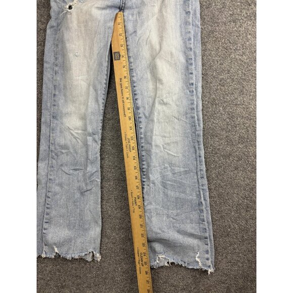 BKE Billie Jeans Womens 25x27 Light Wash Slim High Rise Cropped Flare Distressed - Picture 5 of 8